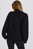 Knit Quarter Zip Turtleneck Oversized Jumper in Black