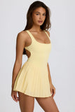 Soft Active Open Back Pleated Tennis Dress in Lemon