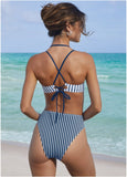 Stripe One Piece Swimsuit Reversible Navy Stripe
