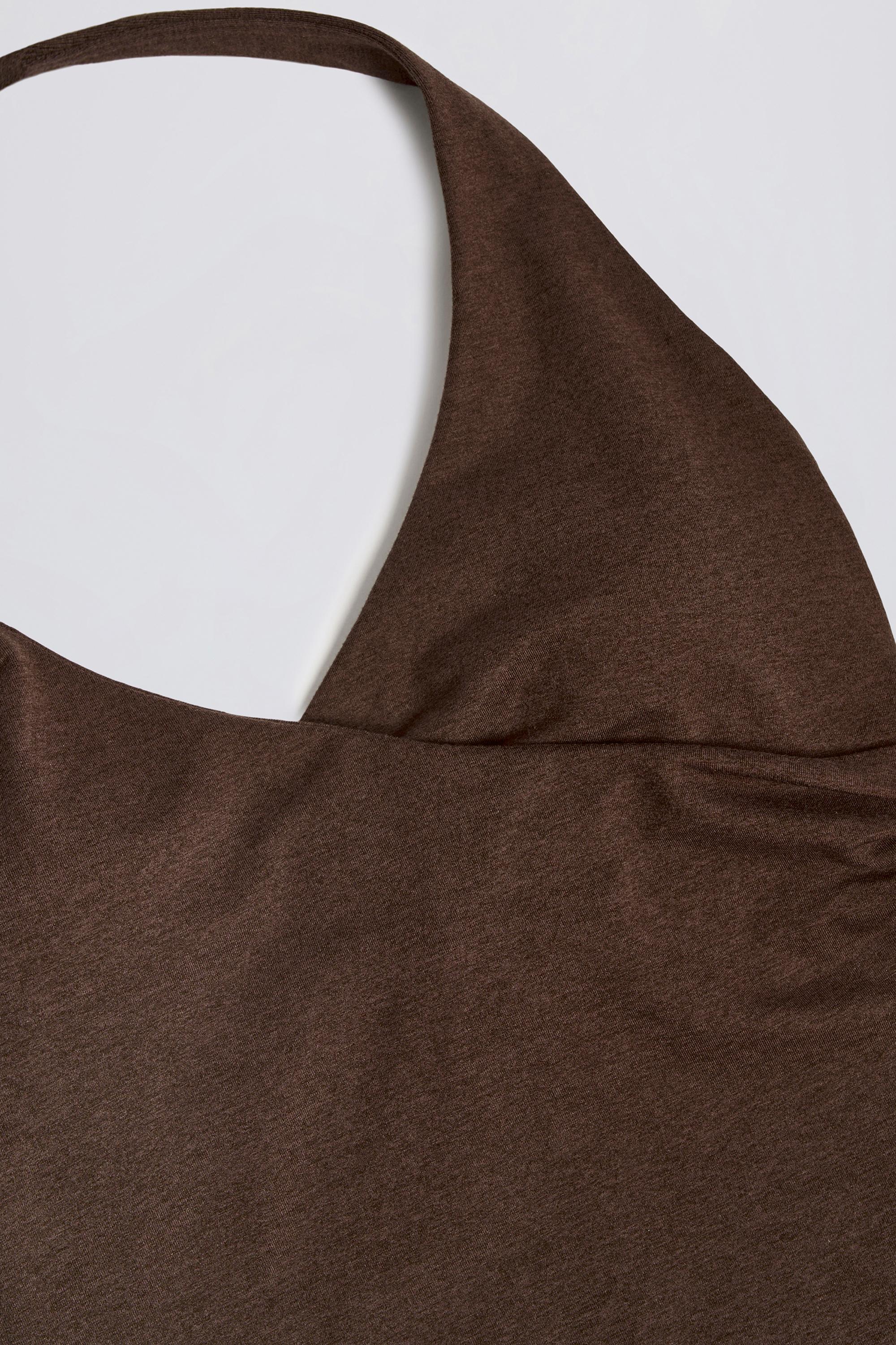 Halterneck Open Back Tank Top in Pecan Marl