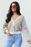 Samara Checkered And Stripes Brown And Cream Cardigan SALE