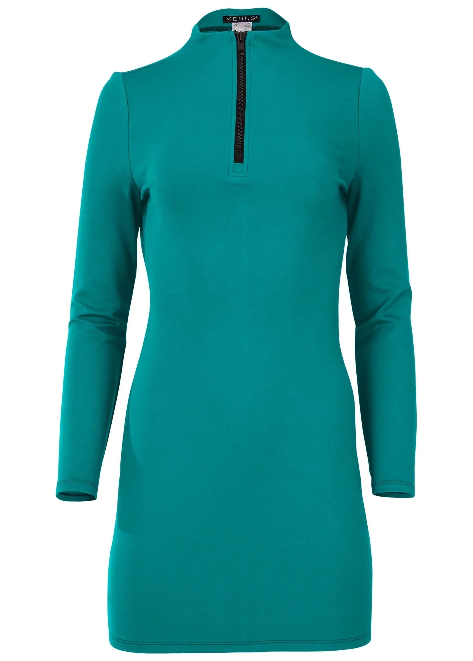 Ponte Zip Front Mini Dress Tropical Green
