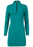 Ponte Zip Front Mini Dress Tropical Green
