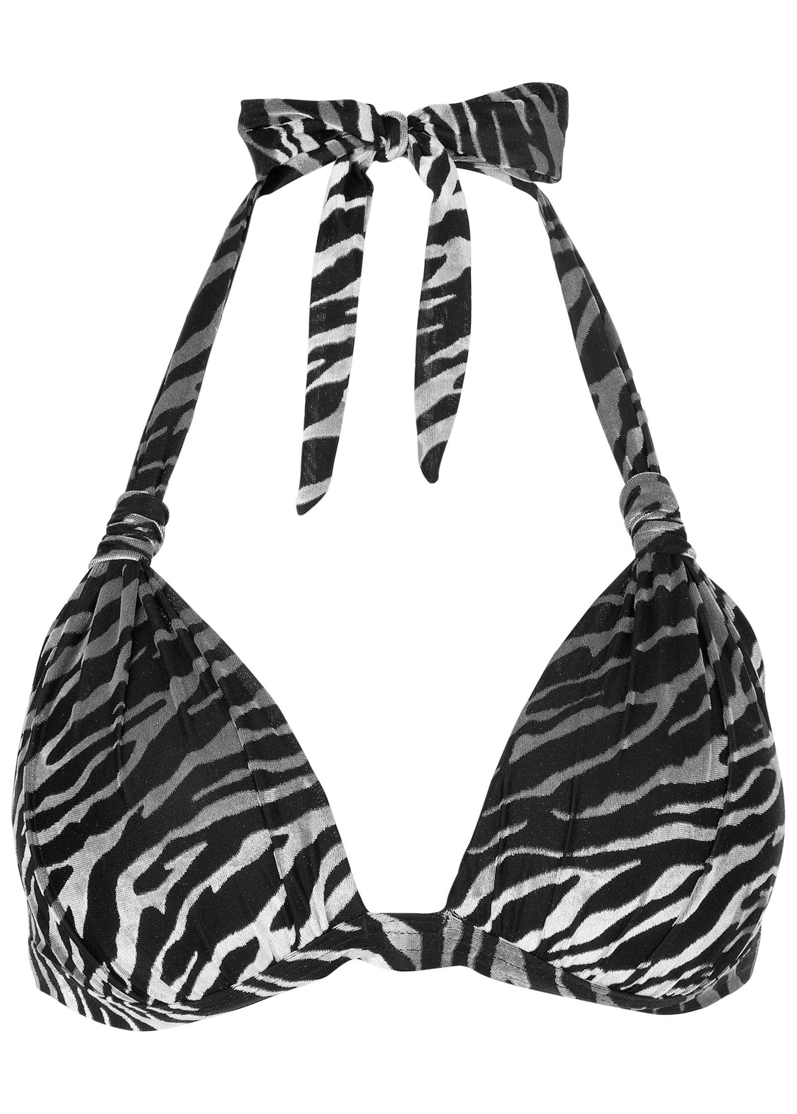 Jungle Velvet Goddess Push Up Halter Top Black Silver