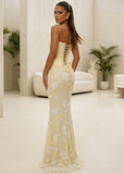 Impossible Desire Corset Embellished Maxi Dress Yellow