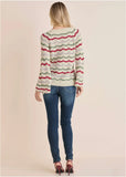 Stripe Pointelle Sweater Grey Multi