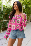 Annabelle Pink And Green Crochet Sweater