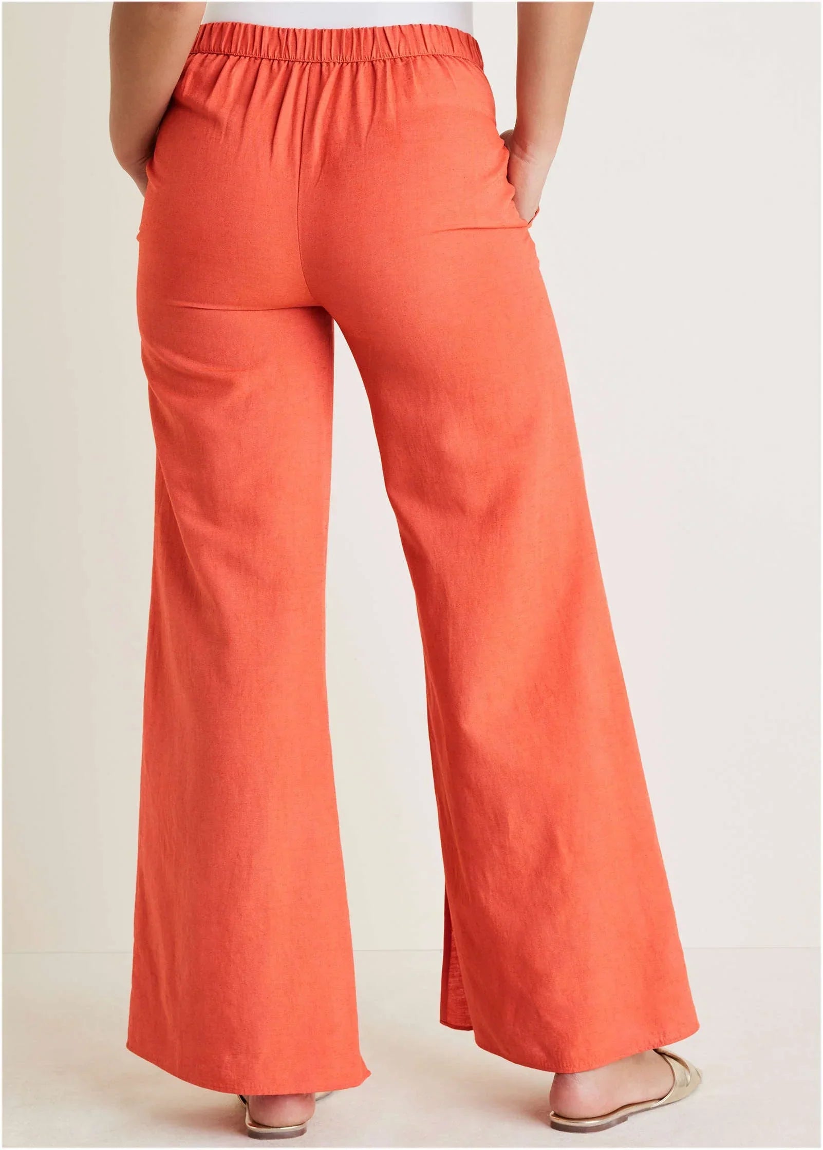 Linen Side Slit Pant Burnt Orange