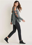 Cutout Sleeve Sweatshirt Seafog