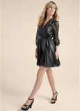 Faux Leather And Lace Dress Black