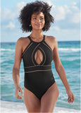 High Neck One Piece Black Beauty