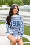 USA Striped Mock Neck Sweatshirt