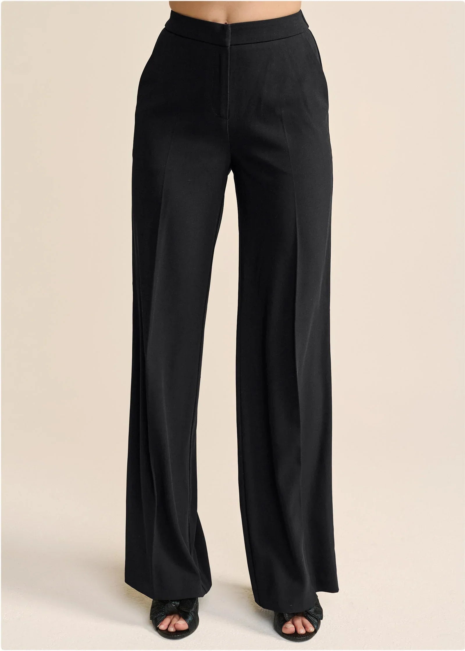 High Rise Wide Leg Trousers Jet Black