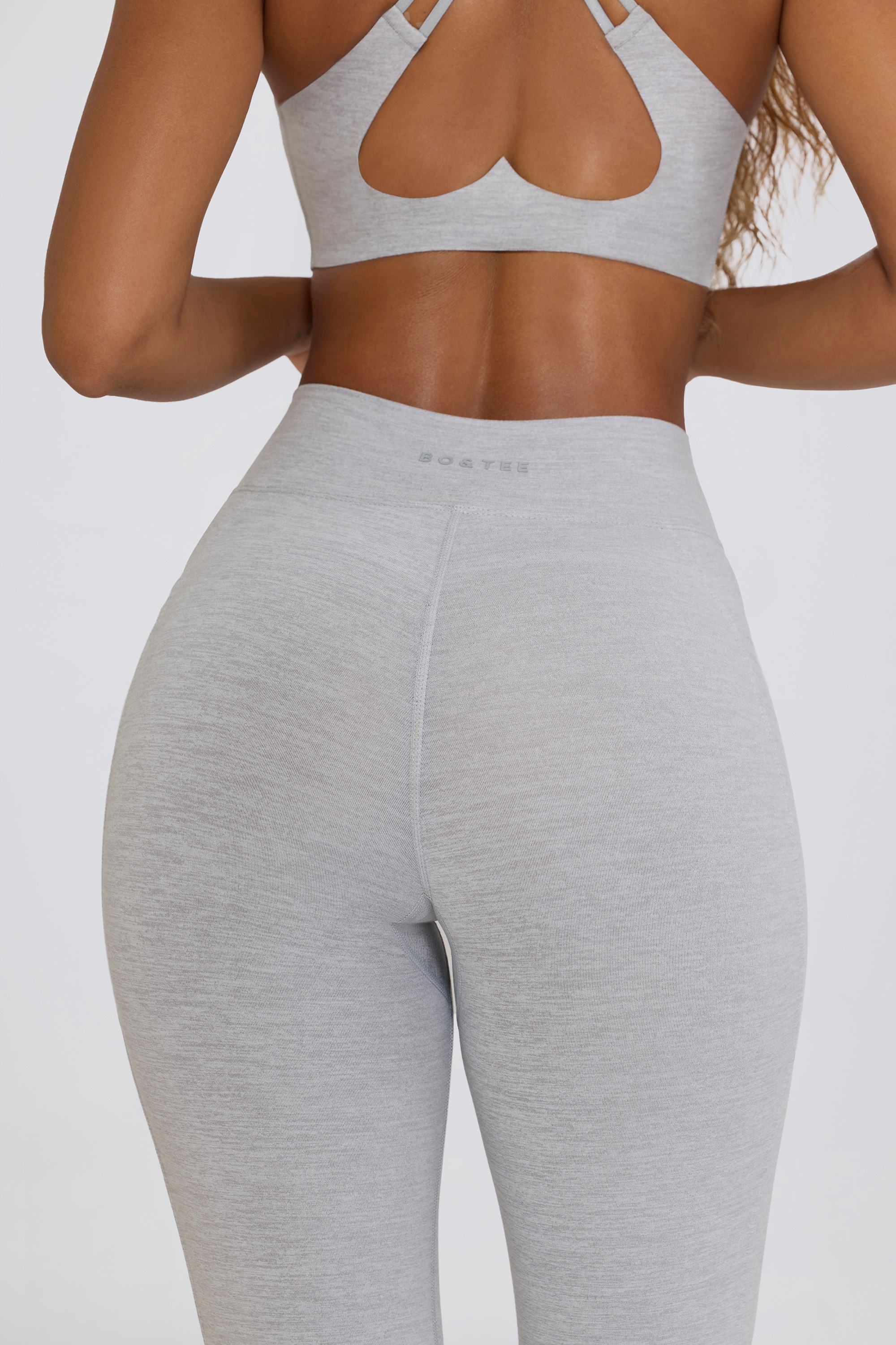 Soft Active V Waist Pocket Flared Leggings in Grey Marl