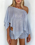 FERN CROCHET PONCHO SILVER