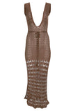 Crochet Maxi Cover Up Dress Acorn Brown