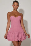 Cut Out Bubble Hem Corset Mini Dress in Dusty Pink