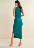 Ribbed Bodycon Midi Dress Teal