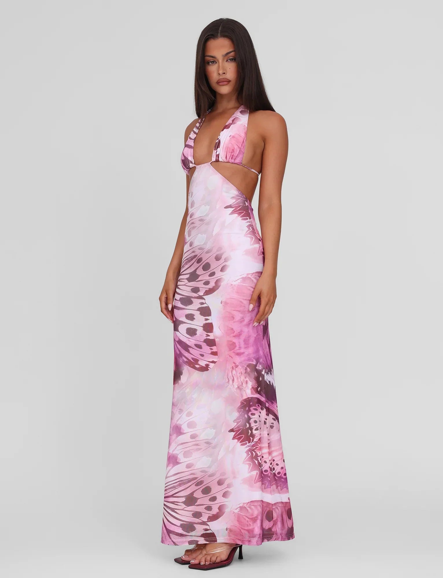 SOLEIL MAXI DRESS MACRO BUTTERFLY