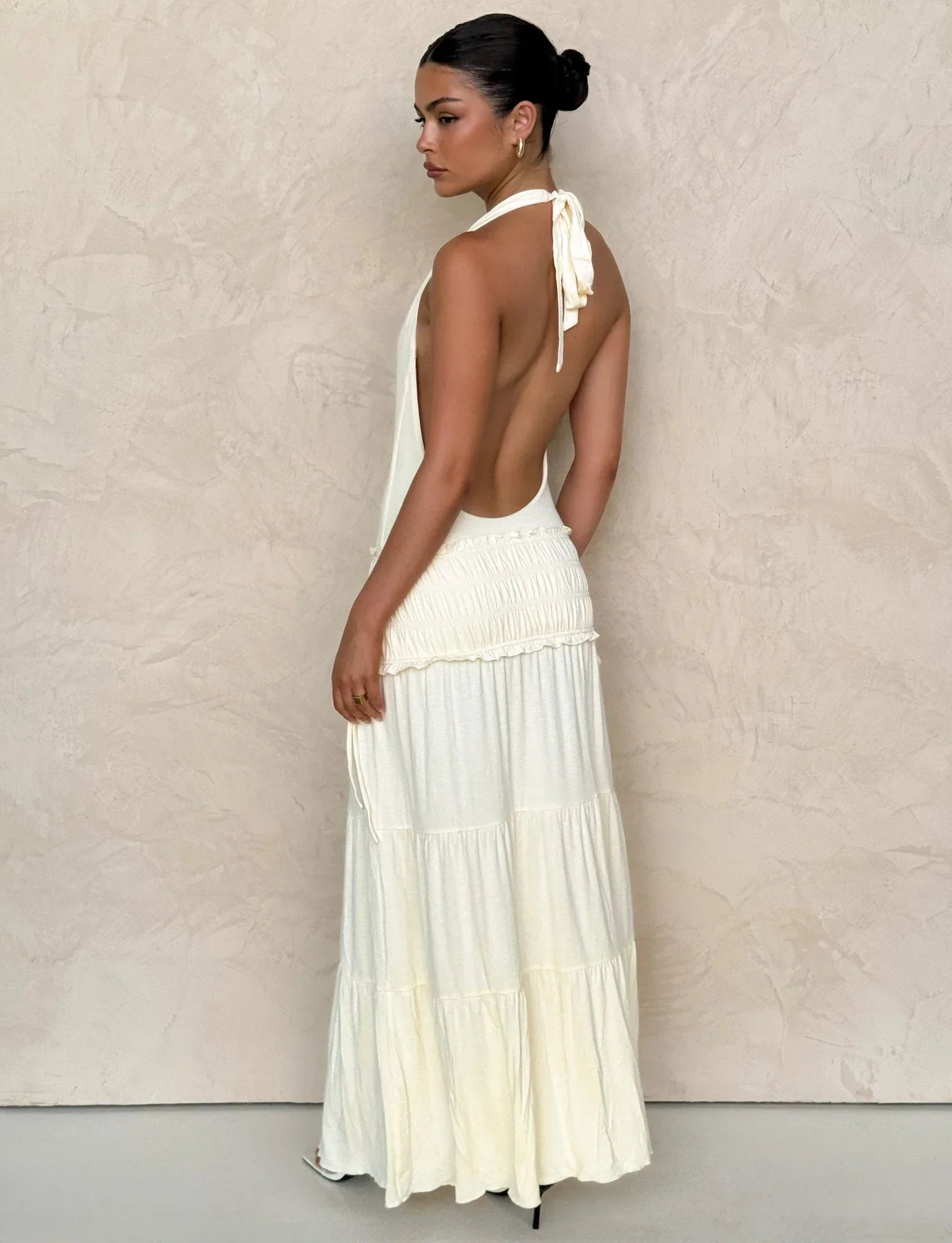 DENALI HALTER DRESS NEUTRAL BONE