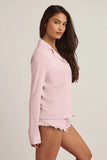 Modal Long Sleeve Pyjama Top in Baby Pink