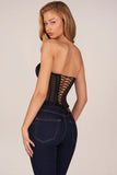 Bandeau Lace Up Corset Top in Black