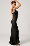 Embellished Ruffle Trim Corset Gown in Black