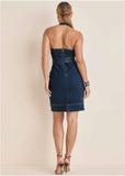 Denim Halter Dress Dark Wash
