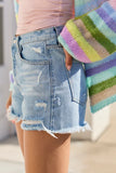 Good Starts Light Wash Distressed Denim Shorts
