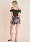 Off The Shoulder Romper Illuminated Jungle