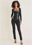 Faux Leather Corset Top Jet Black