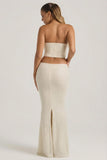 Embellished Cut Out Draped Corset Gown in White