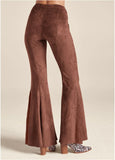 Faux Suede Flare Pants Brown Multi
