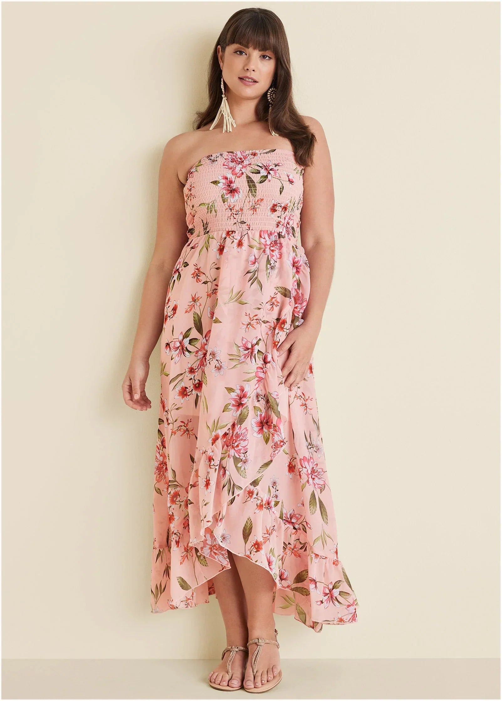 Strapless Ruffle Maxi Ethereal Floral