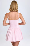 Pintucked Shirred Mini Dress in Blush