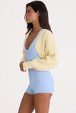 Ribbed Knit Cropped Shrug in Lemon
