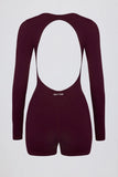 Soft Active Open Back Unitard in Burgundy