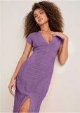 Linen Midi Dress Purple