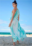 Maxi Cover Up Dress Aqua Tie Dye
