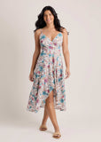 Vibrant Floral Wrap Dress Ivory Floral