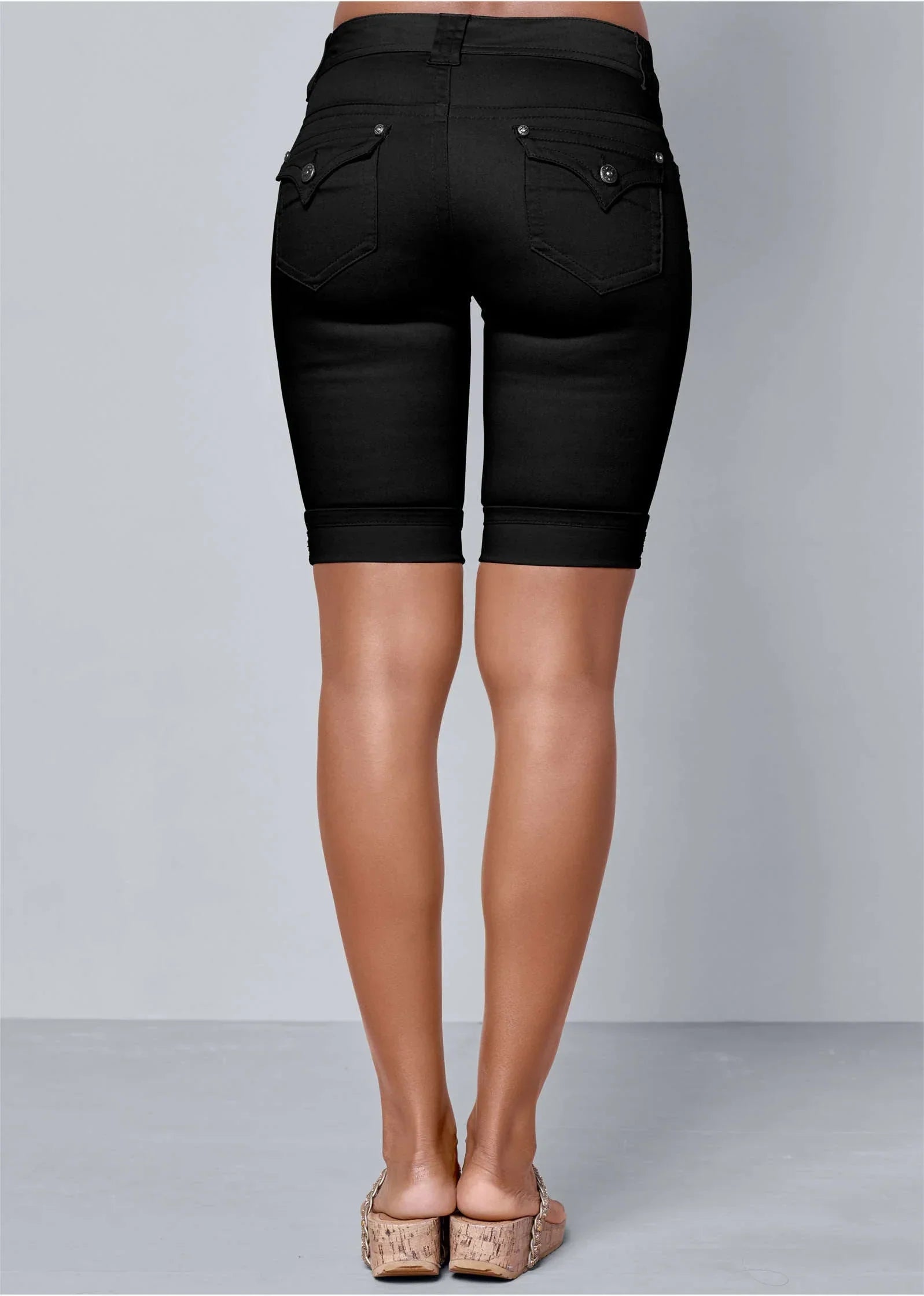 Long Jean Shorts Black