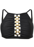 Bold High Neck Bikini Top Black Beauty