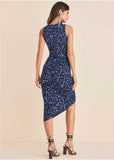 Side Ruched Midi Dress Lovely Ditsy Blue