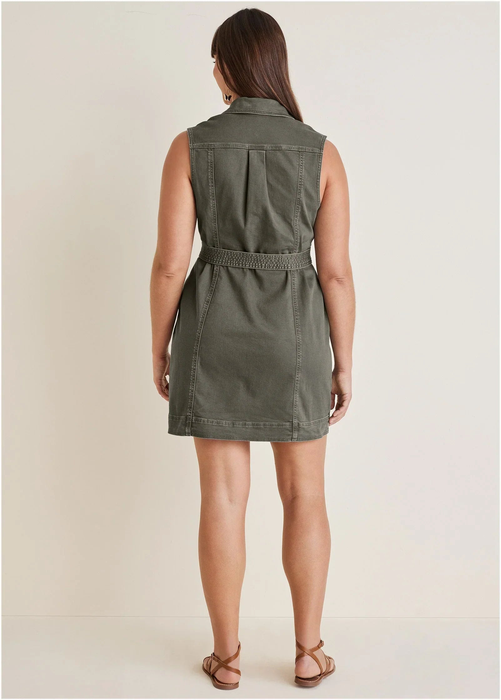 Colored Twill Utility Dress Olive