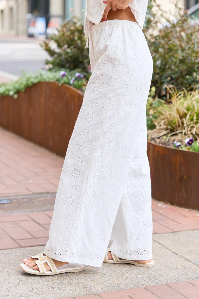 Haven White Eyelet Lace Pants