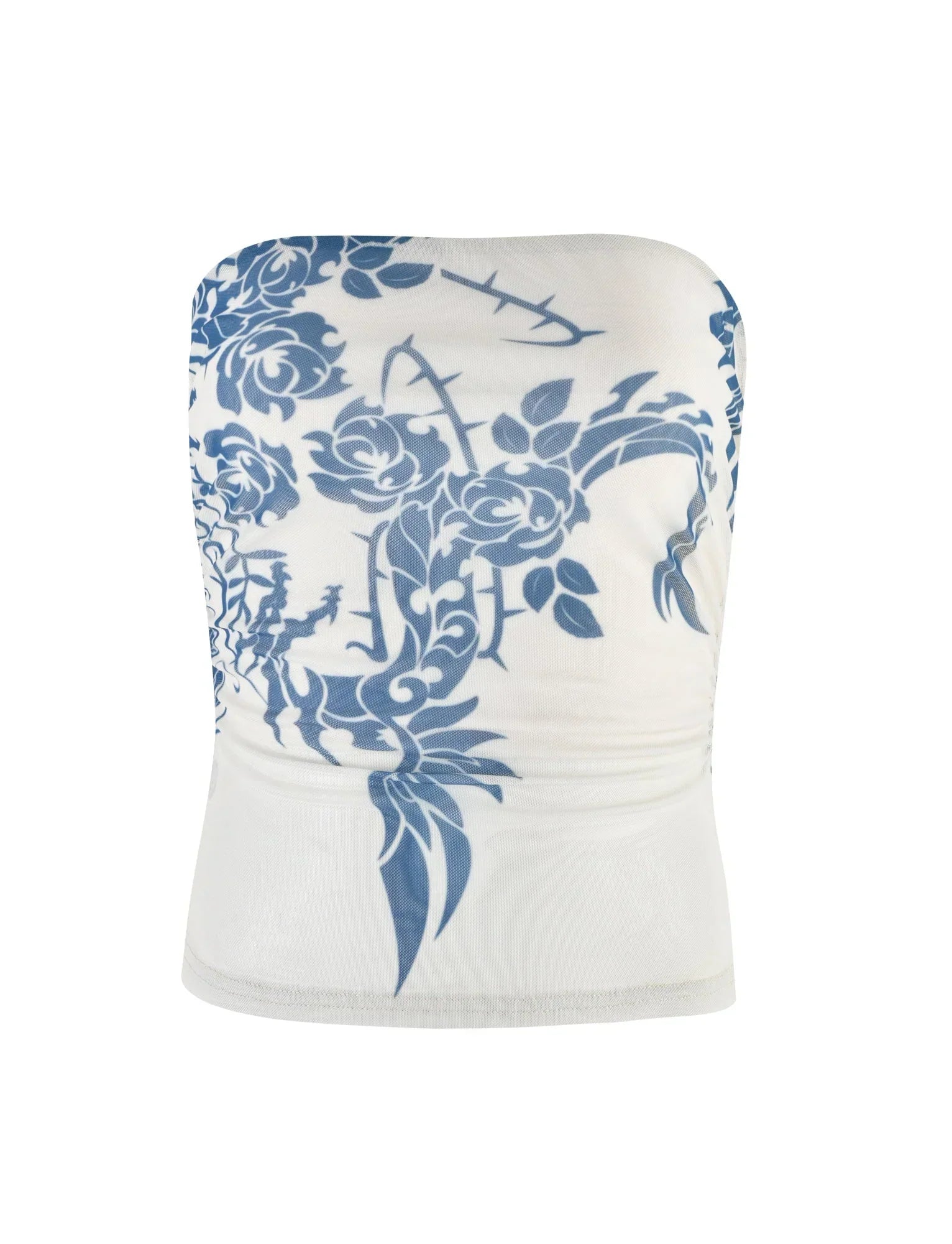 HARRIETT TUBE TOP BLUE TATTOO TATTOO PRINT