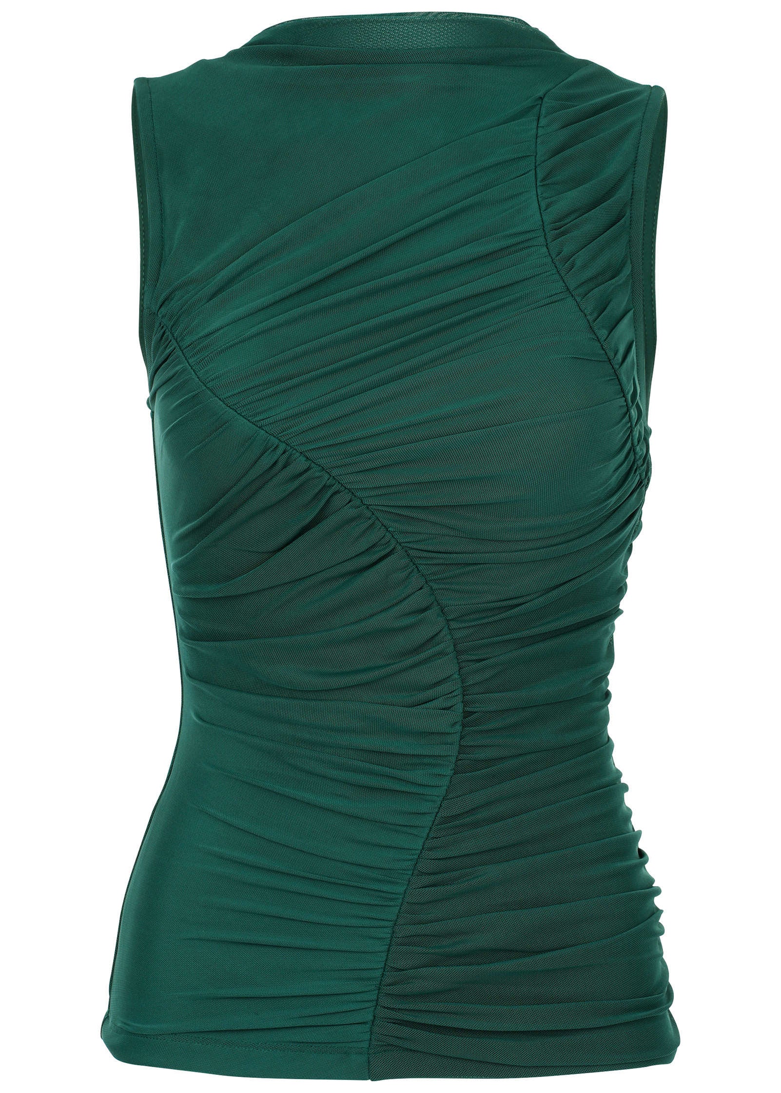 Ruched Mesh Top Tropical Green