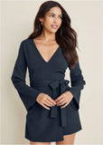 Long Sleeve Skort Romper Navy