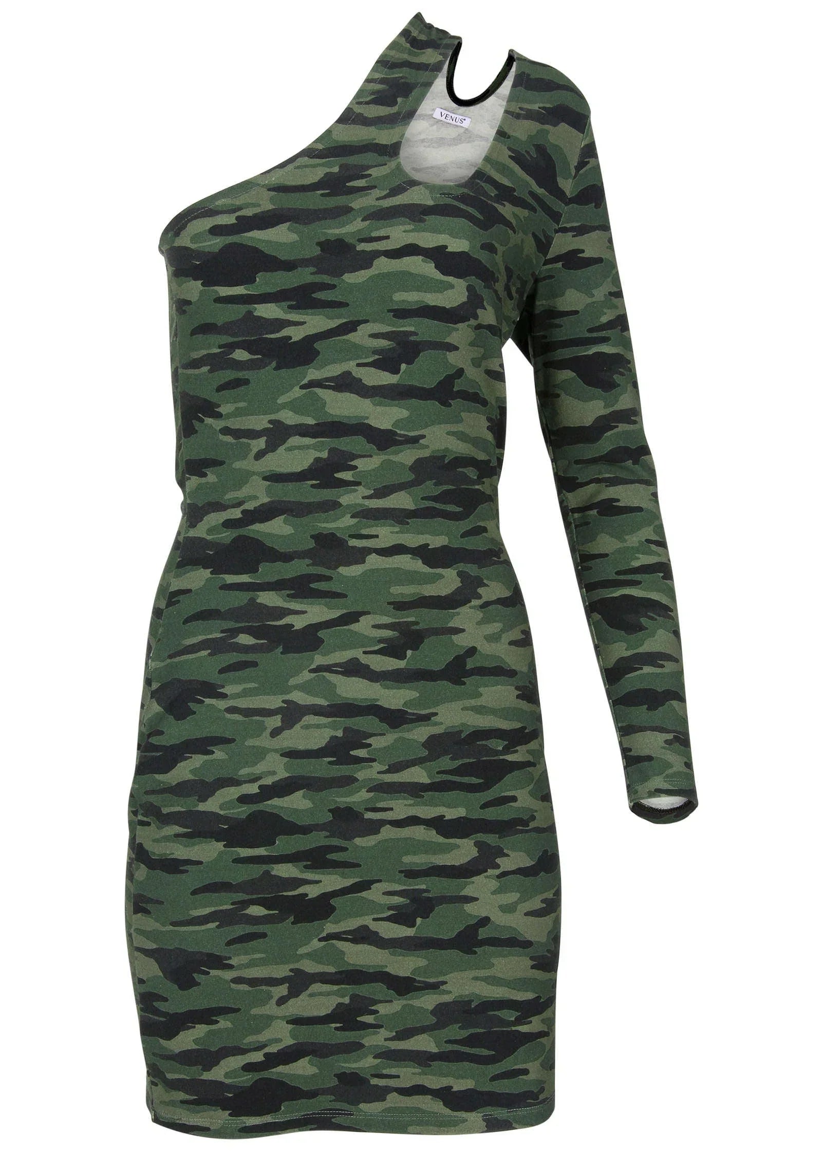 One Shoulder Cutout Mini Dress Rebel Camo