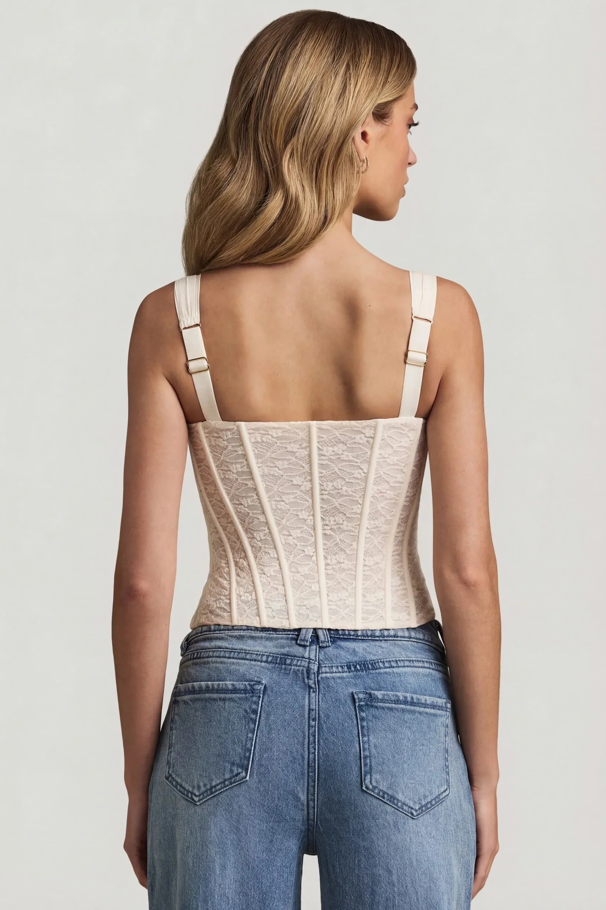 Underwired Lace Corset Top in Ivory